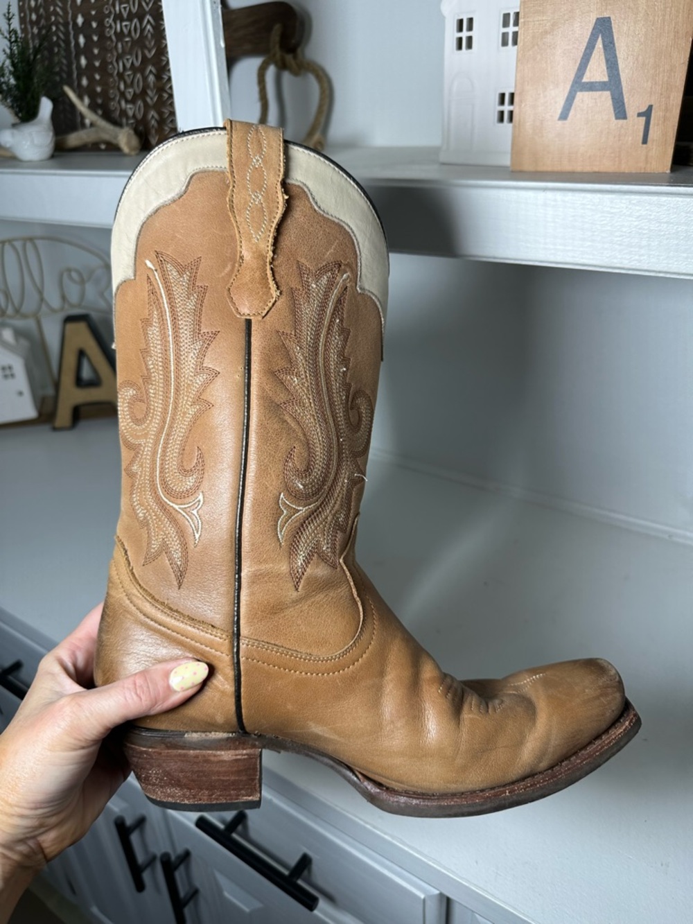 Idyllwind Womens 9.5 Western Boots Tan Cream Leather Cowboy Boots Two Tone - Picture 8 of 10